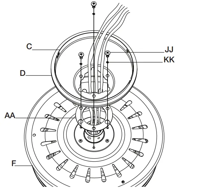 HAMPTON BAY 68142 Vaurgas 44 Inch Ceiling Fan - Routing