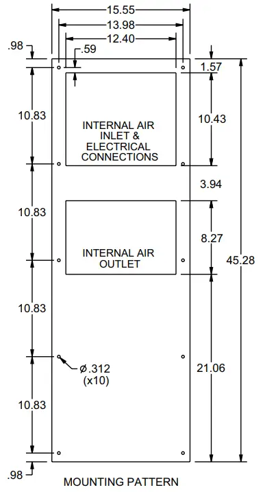 SCE AC6800B120V Air Conditioner - Cutout Dimensions