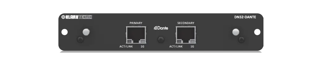 Klark Tehnik Dn32-dante Audinate Dante Expansion Module With Up To 32 Bidirectional Channels User Guide