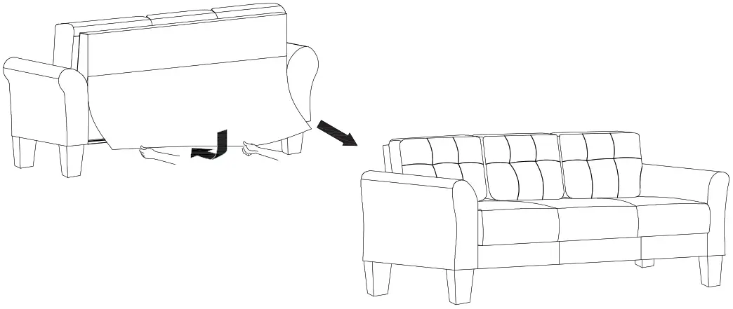 Polibi CB-2PLGLS-23 57.5 Inch and 79.9 Inch W Round Arm Linen Straight Sofas - Setp 6
