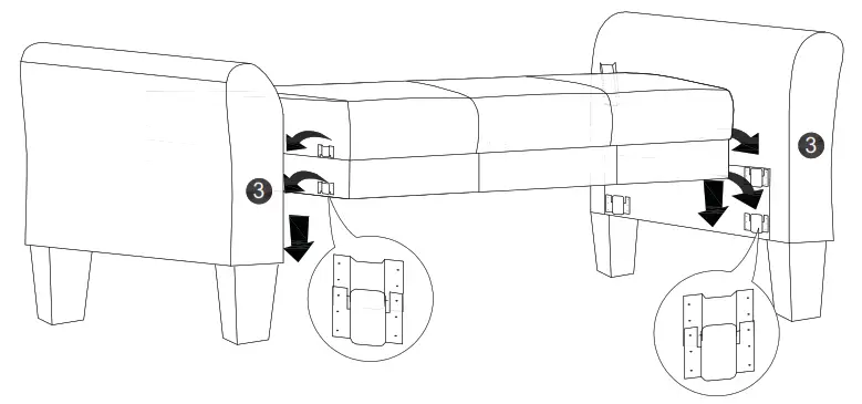 Polibi CB-2PLGLS-23 57.5 Inch and 79.9 Inch W Round Arm Linen Straight Sofas - Step 3