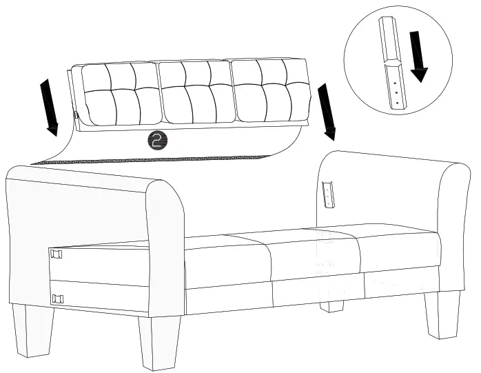 Polibi CB-2PLGLS-23 57.5 Inch and 79.9 Inch W Round Arm Linen Straight Sofas - Step 5