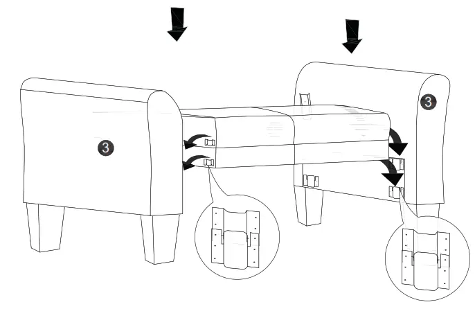 Polibi CB-2PLGLS-23 57.5 Inch and 79.9 Inch W Round Arm Linen Straight Sofas - body metal