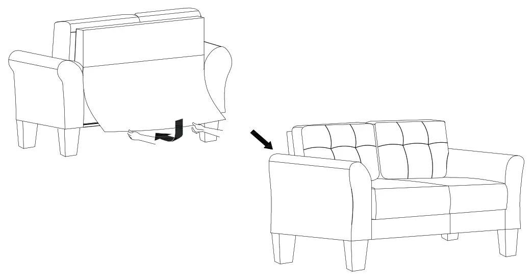 Polibi CB-2PLGLS-23 57.5 Inch and 79.9 Inch W Round Arm Linen Straight Sofas - elcro strip1