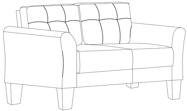 Polibi CB-2PLGLS-23 57.5 Inch and 79.9 Inch W Round Arm Linen Straight Sofas