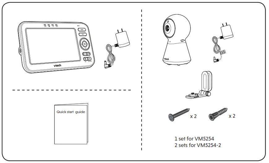 vtech VM5254 Video Baby Monitor -What’s in the box