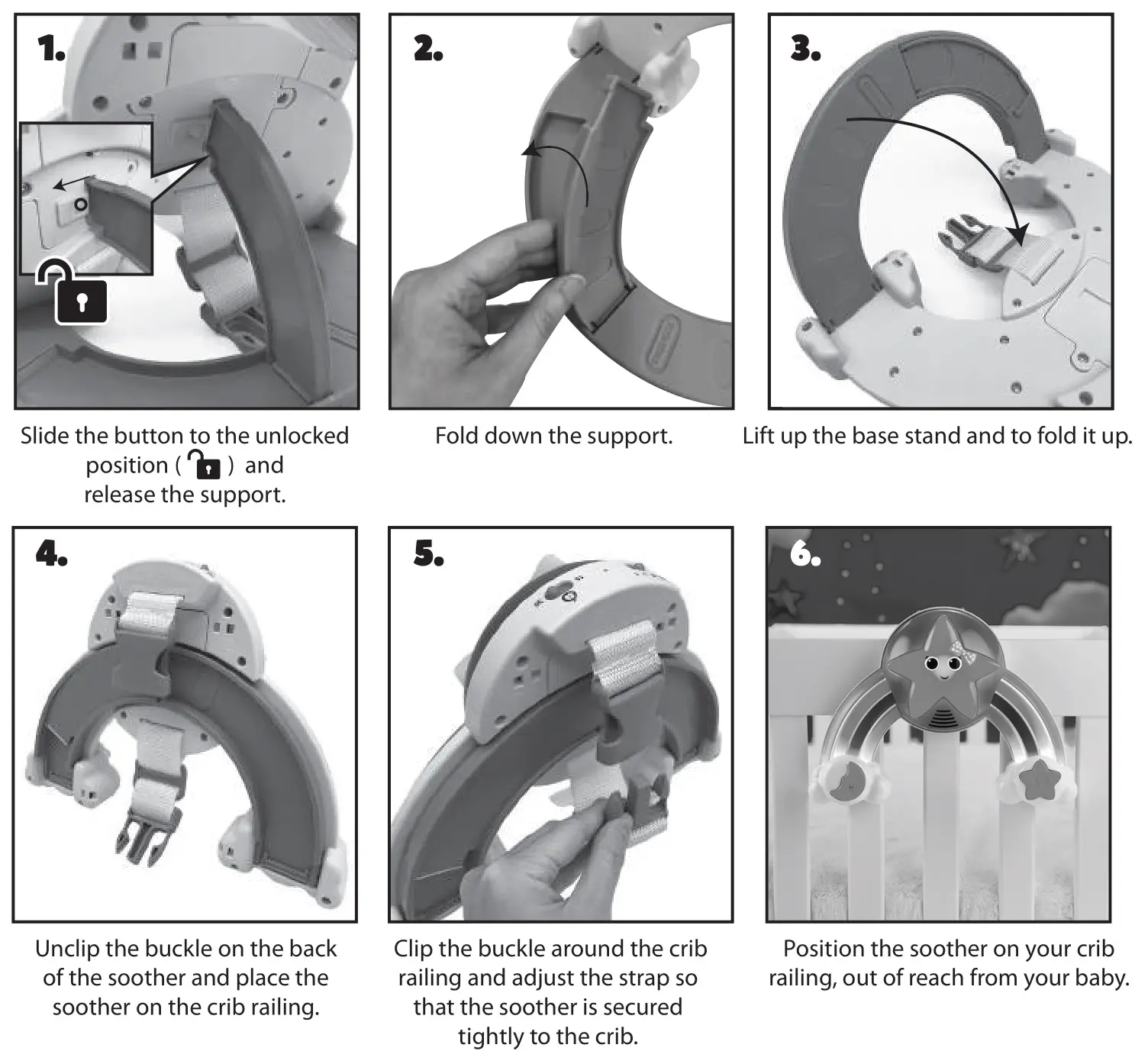 little tikes 652493 Little Baby Bum Twinkle's Singing Crib Soother - ATTACHING TO CRIB