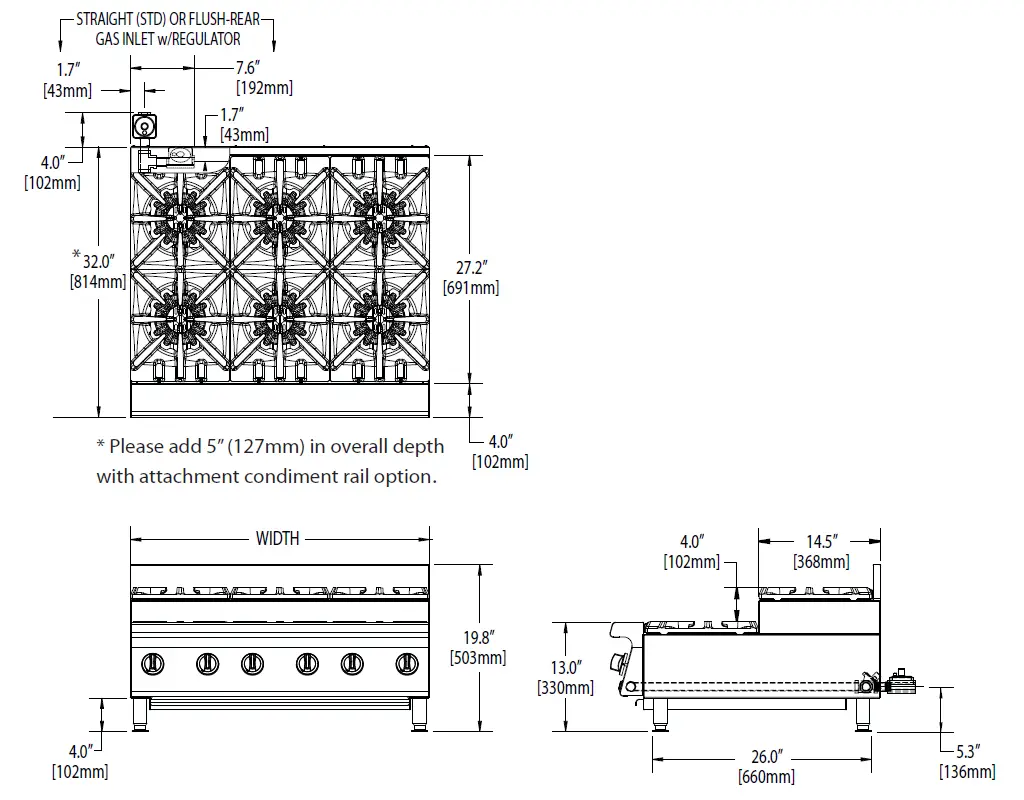 Garland GTGG36-GT36M Heavy-Duty Countertop Stainless Steel Gas Griddle fig 2