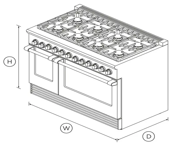 FISHER PAYKEL RDV2-488-L_N 48 Inch Dual Fuel Range - DIMENSIONS