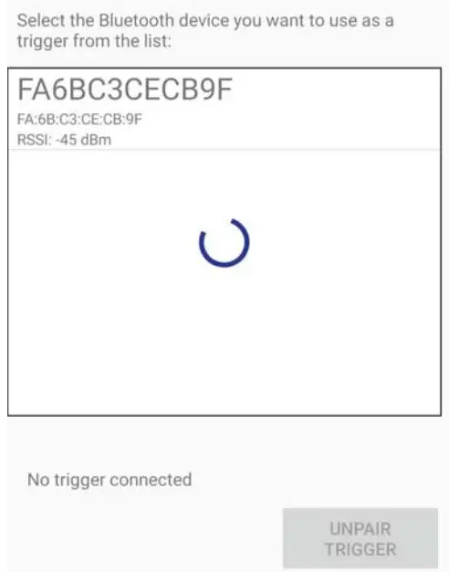 EYOYO Bluetooth LE Scanner Trigger User Guide - Select your Finger Pick from devices list
