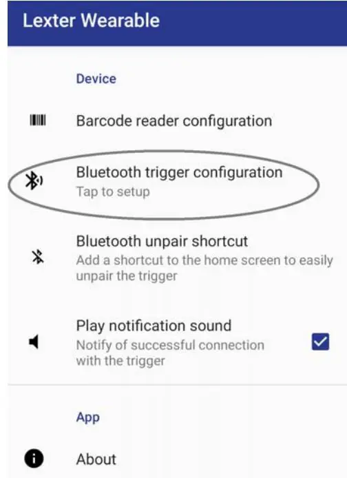 EYOYO Bluetooth LE Scanner Trigger User Guide - Tap on Bluetooth trigger configuration