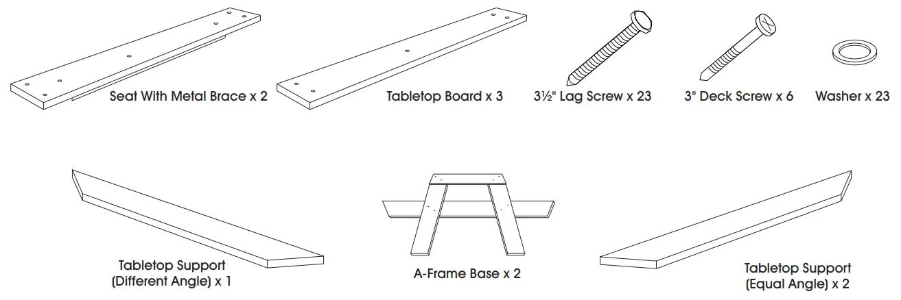 ULINE H-2563 6' A-Frame Picnic-parts