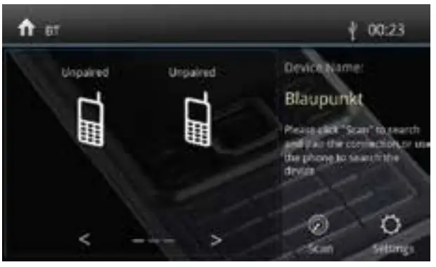 BLAUPUNKT Car Multimedia Dakota BP800PLAY-Starting Bluetooth mode