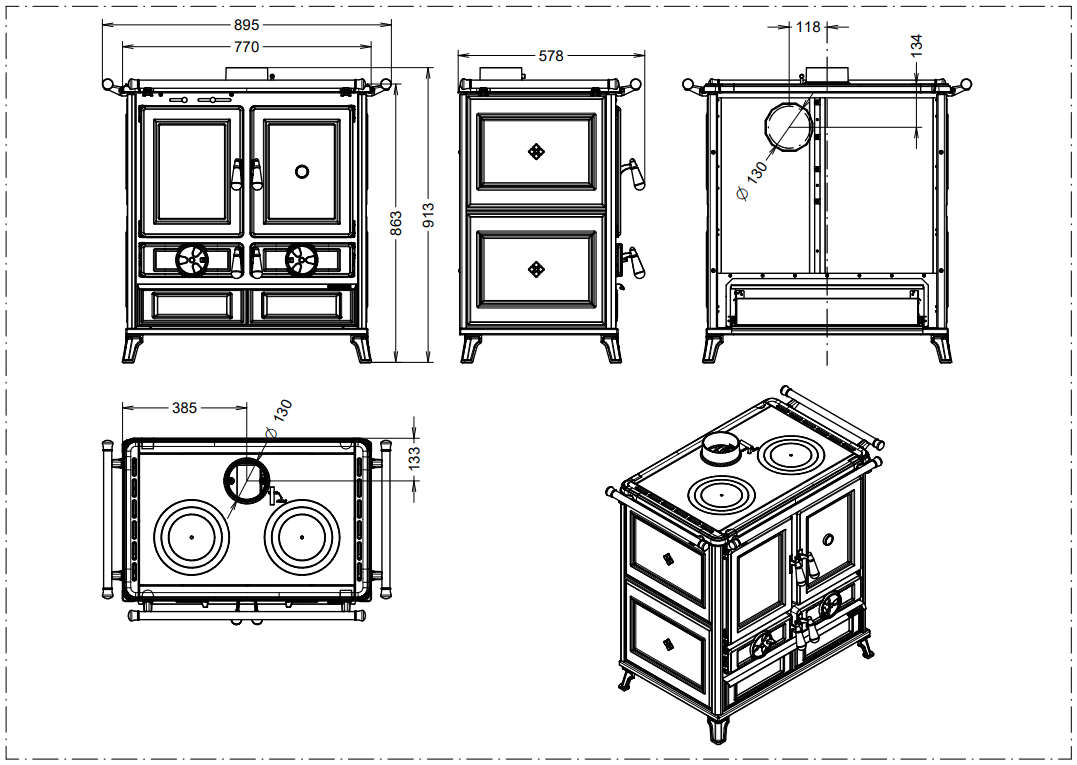 THERMOROSSI AP THERM 028 Free Line Wood Cookers - fig 1