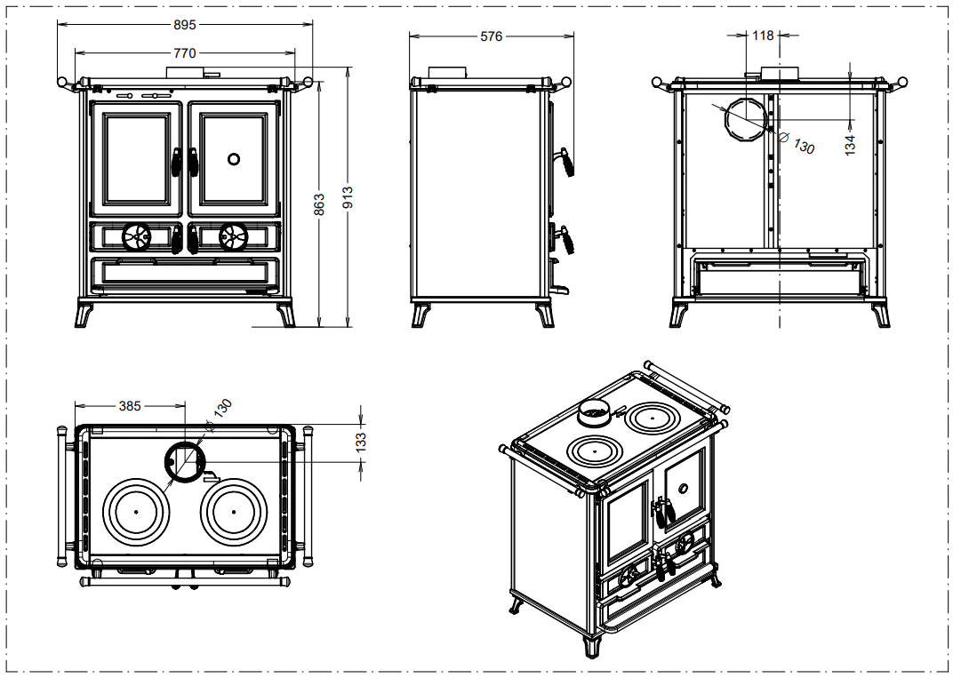 THERMOROSSI AP THERM 028 Free Line Wood Cookers - fig