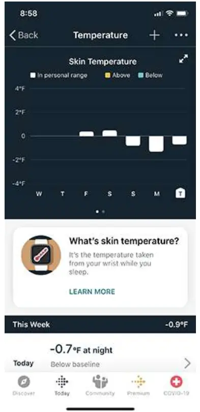 Fitbit Sense FB512 Advanced Smartwatch with Tools for Heart Health - temperature readings