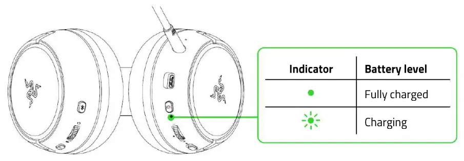 RAZER KAIRA PRO Wireless Gaming Headset for Xbox - charging indecator