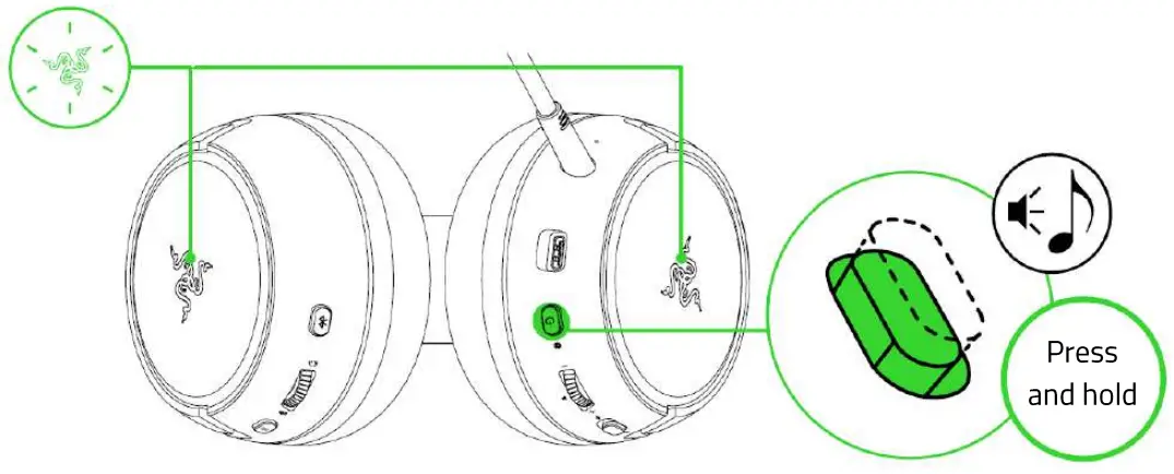 RAZER KAIRA PRO Wireless Gaming Headset for Xbox - connect botton 1