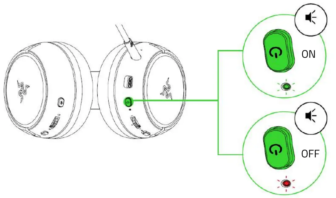 RAZER KAIRA PRO Wireless Gaming Headset for Xbox - power botton