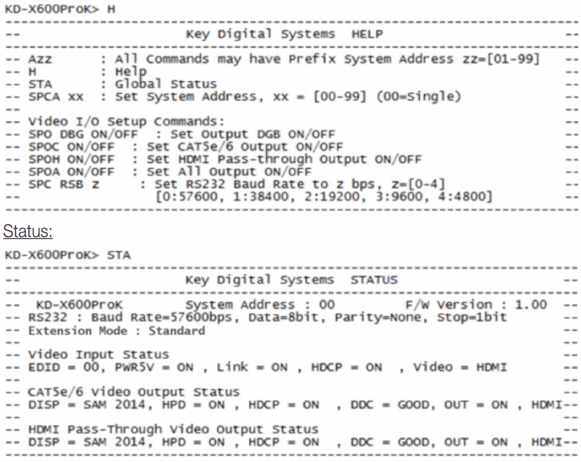 Key Digital KD X600PROK 4K HDMI HDBaseT Extender Kit 76m - Commands 1