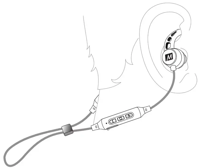 MEE audio X5 Wireless In-ear Stereo Headset - Tighten the sliding cable