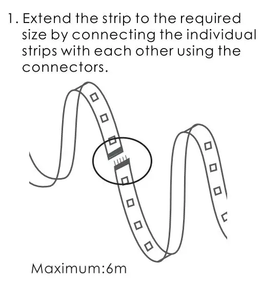 ADUROSMART ERIA Smart LED Strip User Manual - Extend the strip to the required size by connecting he individual strips with each other using the connectors