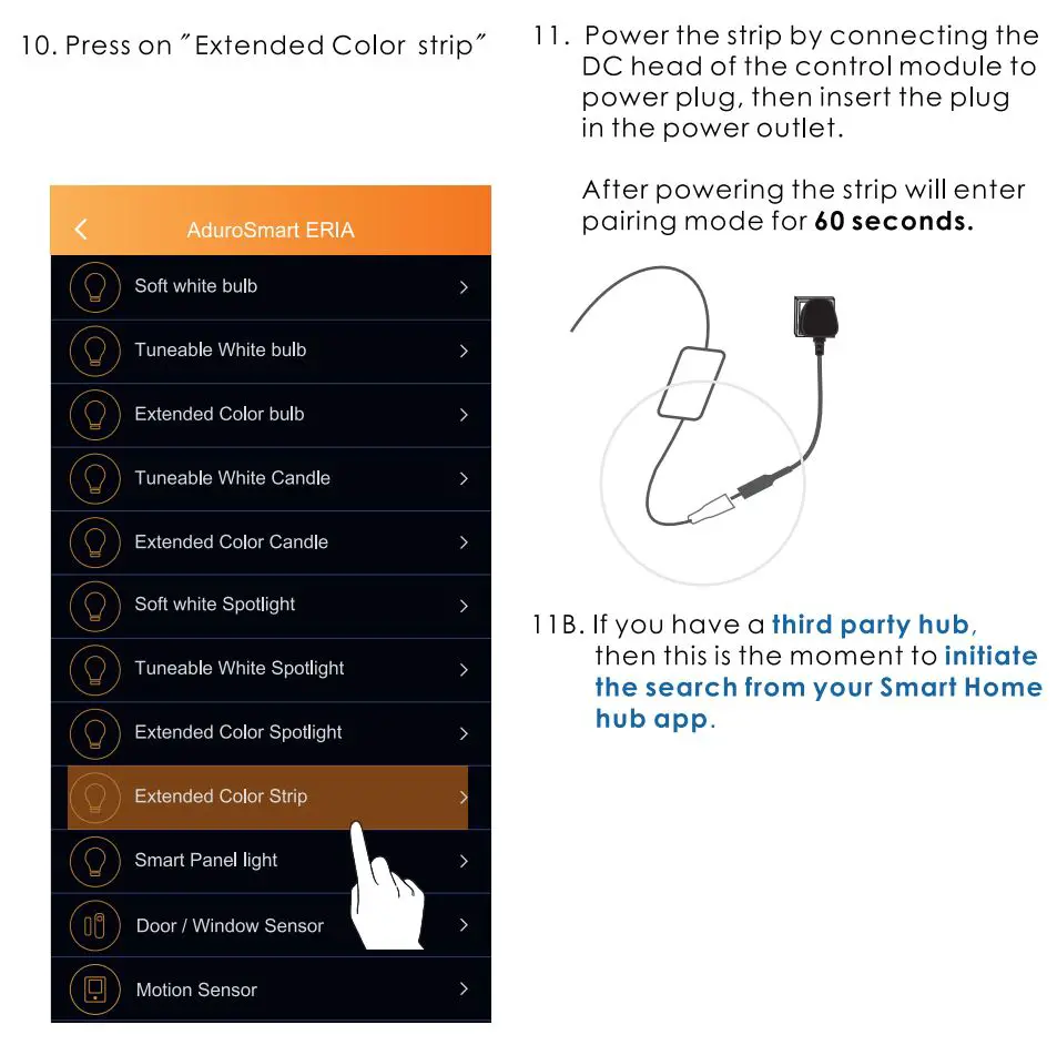ADUROSMART ERIA Smart LED Strip User Manual - Press on Extended Color strip