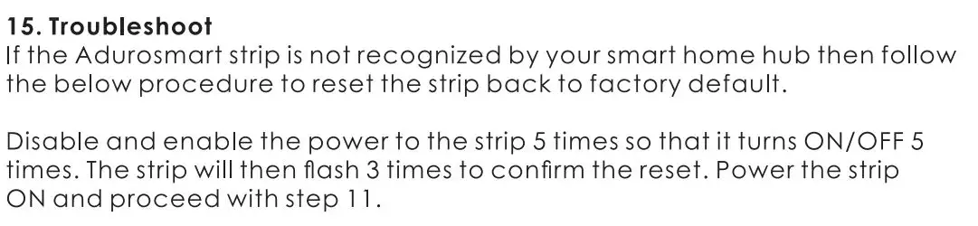 ADUROSMART ERIA Smart LED Strip User Manual - Troubleshoot