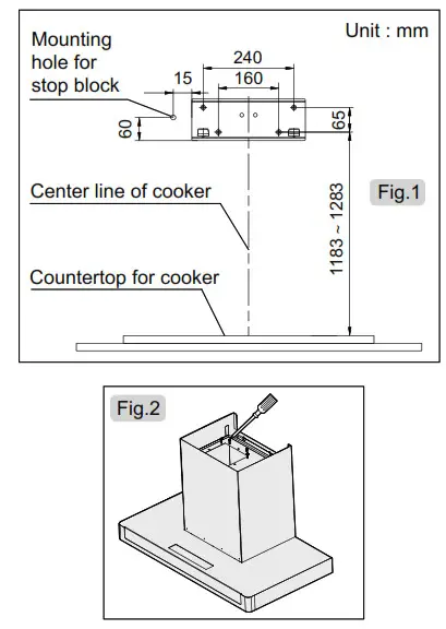 Panasonic FV-KTB2T61HK Range Hood- Installing the unit