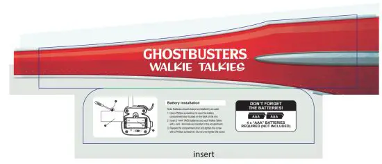 eKids GB-207 Ghostbusters Toy Walkie Talkies - battery