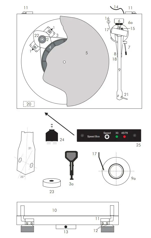 Pro-Ject Debut III Phono SB Turntable with Preamplifier Instruction Manual - Product Overview
