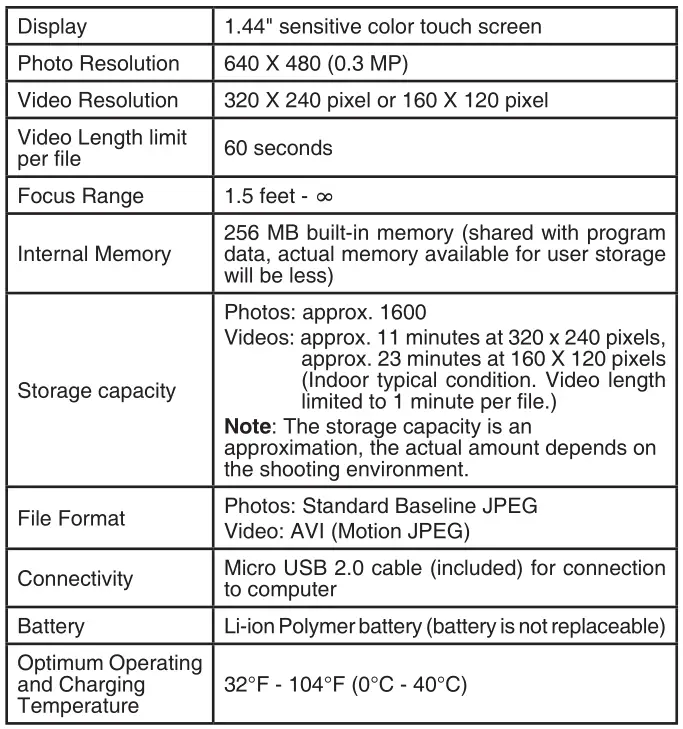 Kidizoom Smartwatch DX - PRODUCT SPECIFICATION