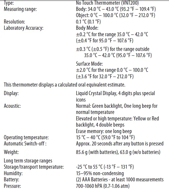 Product Specifications