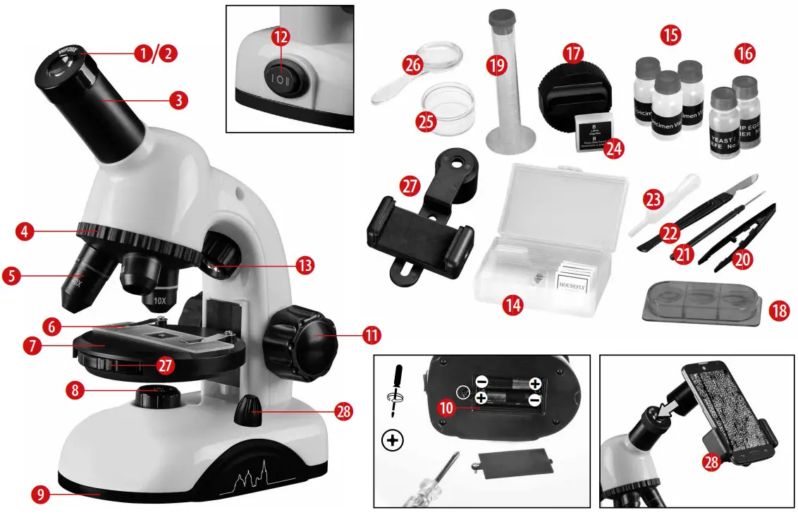 BRESSER 9203840 GYE 000 64x 800x Microscope - Figure