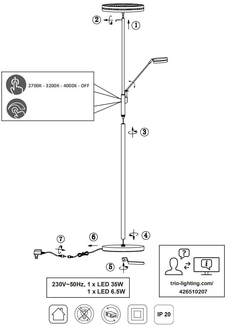 TRIO LIGHTING Quebec LED Floor Lamp