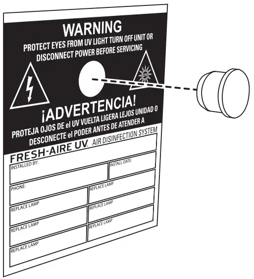 FRESH AIRE UV AHU Series 1 Blue Tube UV Germicidal UV Light - Warning