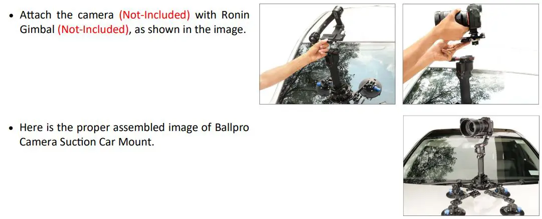 PROAIM CM-BLPR-01 Ballpro Camera Suction Car Mount with Vibration Isolator User Manual - Ballpro Camera Setup
