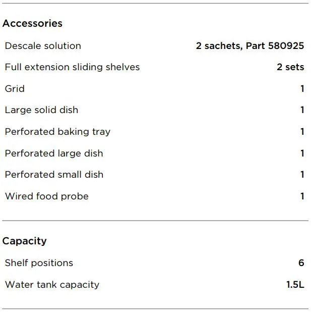 FISHER PAYKEL OS60SDTX1 60cm Combination Steam Oven User Guide - SPECIFICATIONS