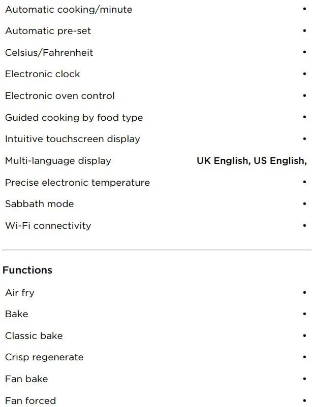FISHER PAYKEL OS60SDTX1 60cm Combination Steam Oven User Guide - SPECIFICATIONS