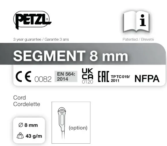 PETZL SEGMENT 8 mm Accessory cord designed Instructions