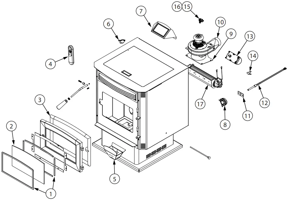 US Stove Company US5517 P Pellet Stove 90 lb. Hopper - Figure 13
