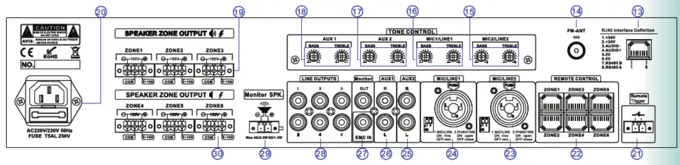 HEINRICH H6120M 6CH Matrix Mixer Amplifier - 2
