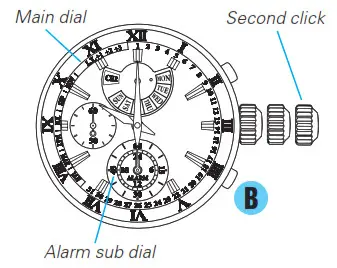 SEIKO Analogue Quartz Watch Cal. 7T86 - Time settings for main dial 2