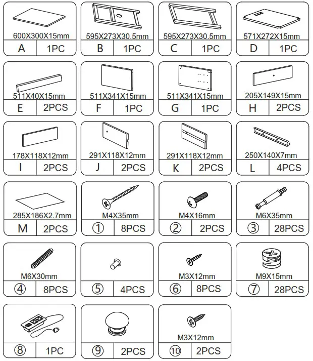 JAXPETY HG61K1253 End Table with 2 Drawers and Open Shelf for Living Room - PRODUCT ASSEMBLY 1