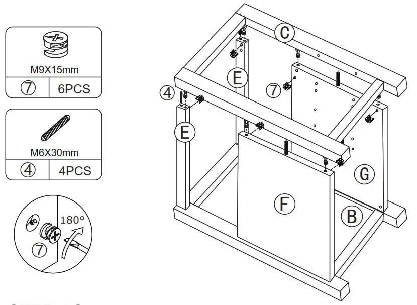 JAXPETY HG61K1253 End Table with 2 Drawers and Open Shelf for Living Room - PRODUCT ASSEMBLY 10