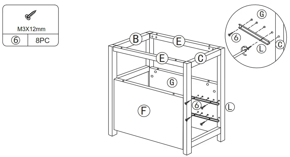 JAXPETY HG61K1253 End Table with 2 Drawers and Open Shelf for Living Room - PRODUCT ASSEMBLY 11