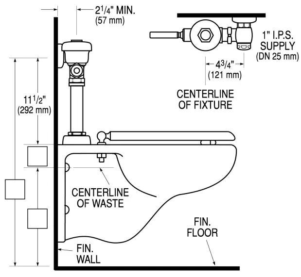 SLOAN 111 1 28 DFB Automatic Flush Valve Toilet - ROUGH IN