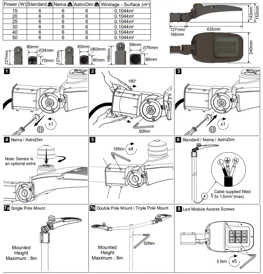 gemma GIS78A1 20W LED Street Light - parts 1