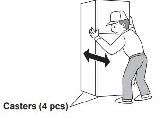 SHARP Refrigerator – Freezer Instruction Manual - Casters are located on the bottom of the re- frigerated