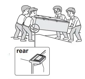 SHARP Refrigerator – Freezer Instruction Manual - Carry the refrigerator by holding the handles located on the rear and the feet of the bottom